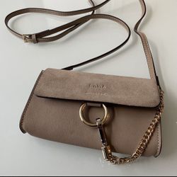 Open To Reasonable Offers - Chloe Bags Chlo Purse Designer Mini Faye Suede & Leather Wallet On A Chain Beige Neutral 