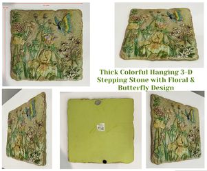 Thick Colorful Hanging 3-D Stepping Stone with Floral & Butterfly Design 