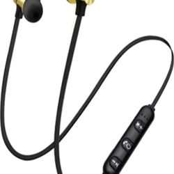 Brandnew Wireless Sports Headset with Neck-Hanging Design and Microphone,in-Ear Wireless Earbuds for Sports Workout (Gold) 