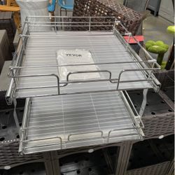 New 2-Tier Kitchen Cabinet Pull Out Cabinet Organizer,Shelf and Drawer Organizer Slide Out Pantry