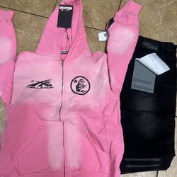 Hellstar Hoodie purple jeans 