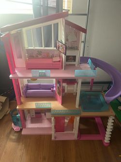 Mattel Barbie Dreamhouse - multi-story with elevator, purple spiral slide & pool.