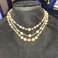 vintage multi-strand faux pearl necklace