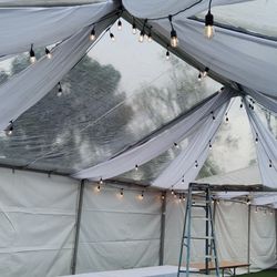 clear tent 20x60 20x30 fabric decoration string lights only