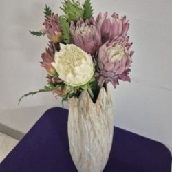 *** REDUCED *** 20" Angled Edge Ceramic Vase with Cactus Flowers @ Lasting Creations
