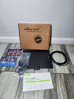 Mohu Leaf Plus Paper-Thin Indoor TV Antenna, Amplified, UHF VHF, 60-Mile Range, Multi-Directional, 4K 8K UHD, NEXTGEN TV - w/ 12 ft. Cable
