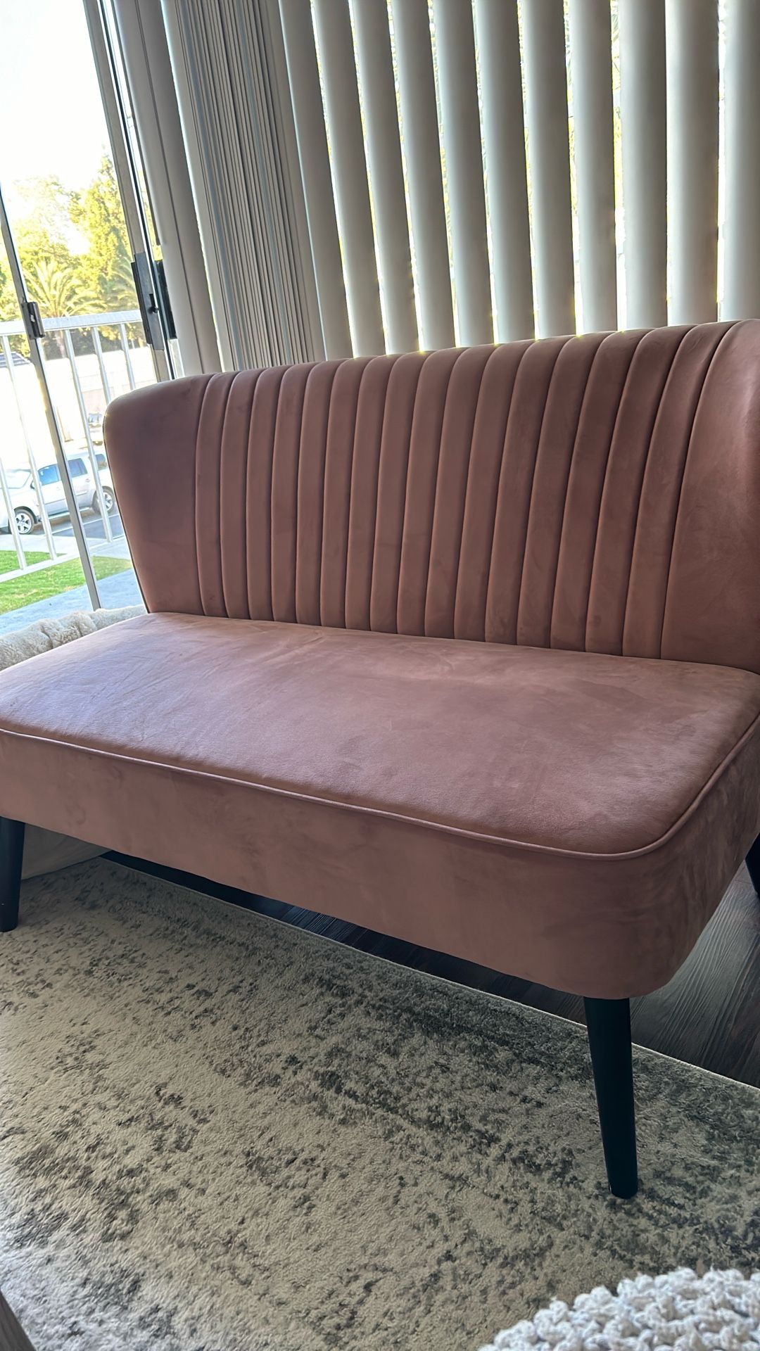 Pink Velvet Loveseat 