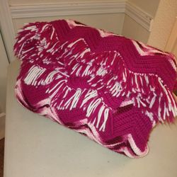 1970's Hand Made Knitted Blanket 