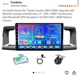Car Radio Stereo for Toyota Corolla 2003-2008: Upgrade with Wireless Carplay Android Auto, 9'' 1280 * 800P Touchscreen with Bluetooth GPS Navigation 5