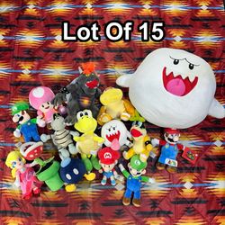 Nintendo Super Mario Plush Lot Of 15 Video Game Character Plushies Luigi Bowser