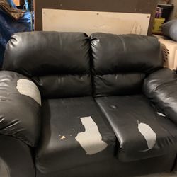 Faux Leather Black Love Seat
