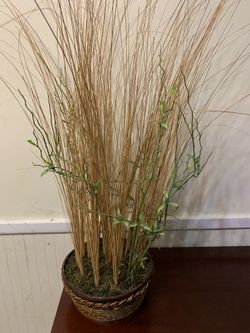Artificial Plant with Wicker woven basket