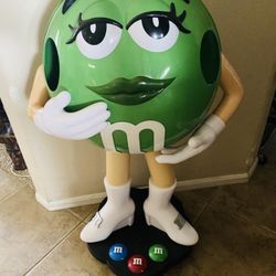 M&M Green Female Candy Character 38’’ Store Display On Wheels Rare