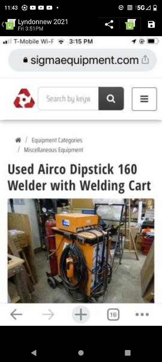 Used AIRCO DIPSTICK 160 WELDER WITH CART