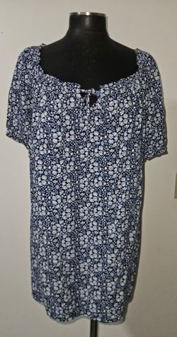 Navy Floral Short Sleeve Blouse