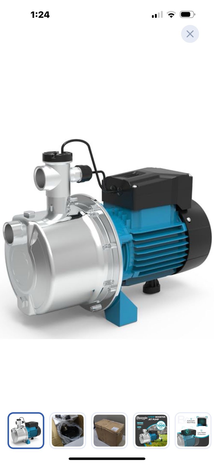 4/5 HP Smart Control Booster Jet Pump, 1000 GPH 115V Stainless Steel Shallow Well Pump with Automatic On/Off for Home, Garden, Farm Irrigation, and Sp