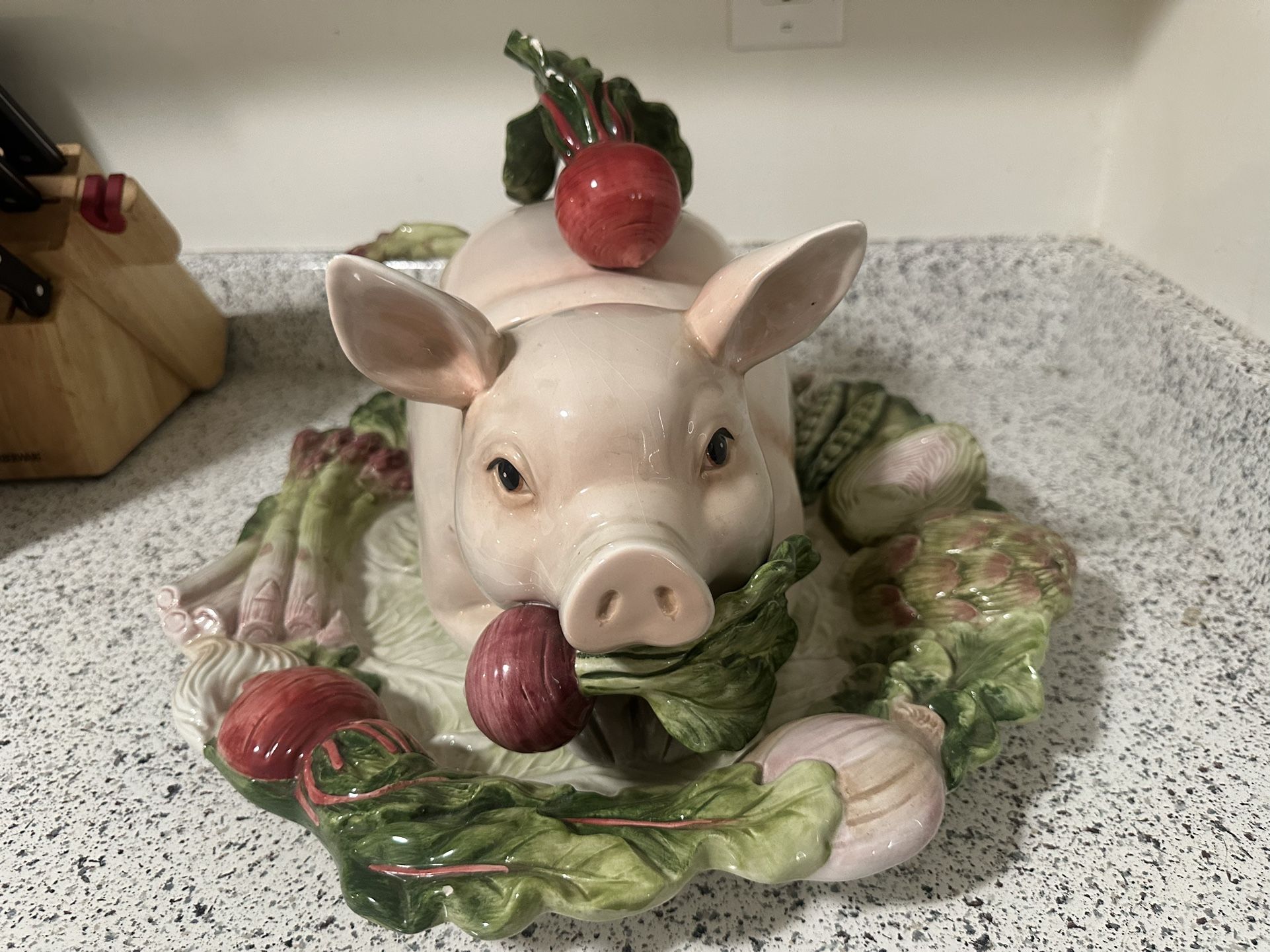 Fitz And Floyd Pig Soup Holder With Ladle
