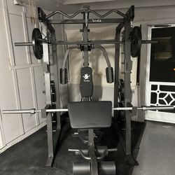 Vesta Fitness Smith Machine 2001 w/Bench Attachment | 230lb Bumpers Weights | 7ft Olympic Bar | Fitness | Gym Equipment | FREE DELIVERY 🚚 