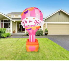 New Fraser Hill Farm 10-Ft. Inflatable It's A Girl Balloon Sign With Lights, Outdoor Blow-Up Festive Decor For Baby Shower Celebration Party With Blow