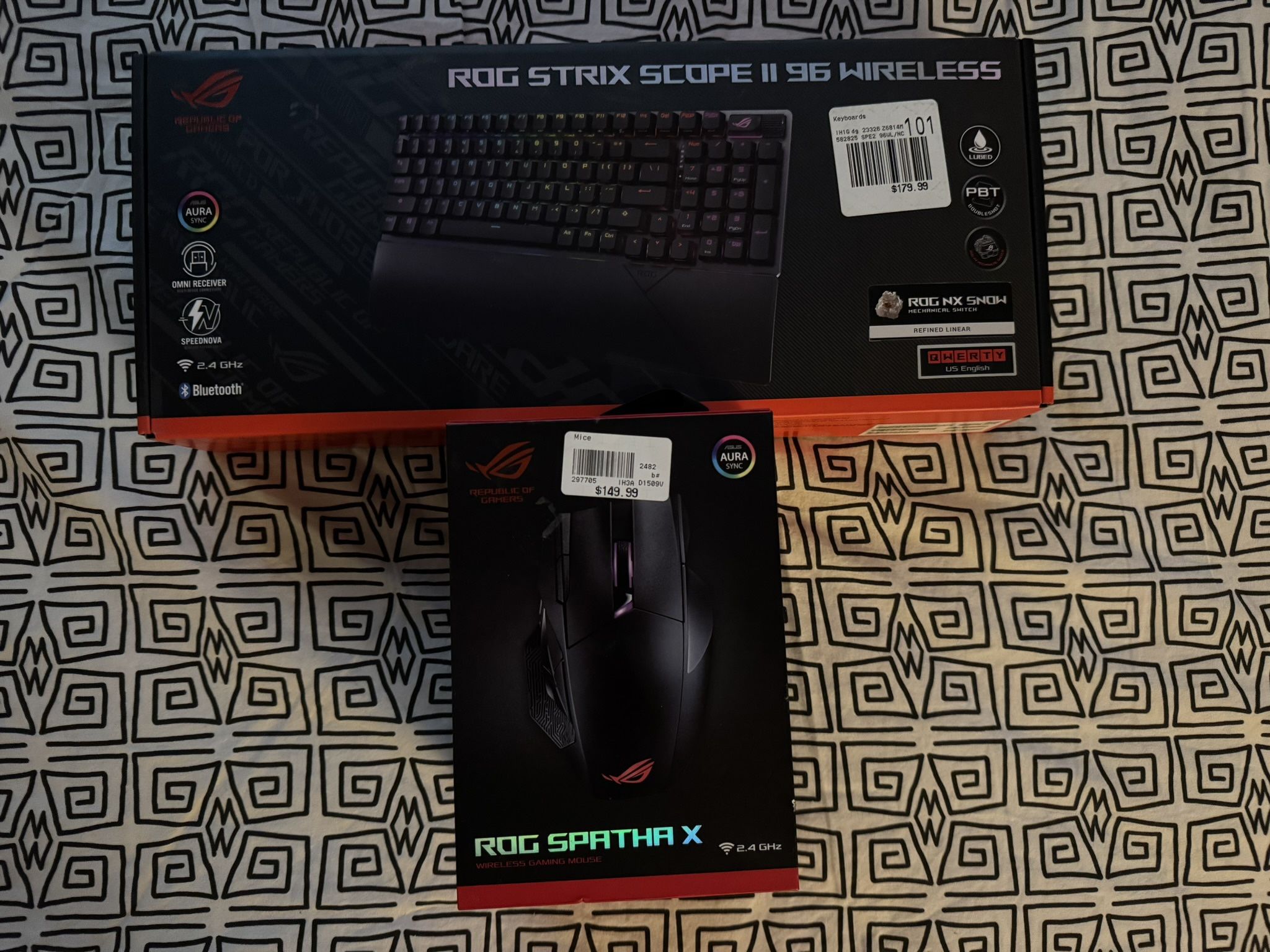 asus rog spatha x mouse and strix scope ii keyboard