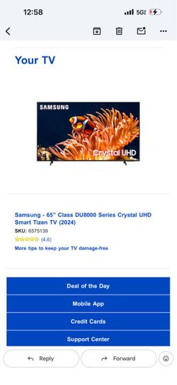 65” Samsung DU8000 Smart Tv