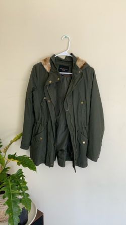 Celebrity Pink Faux- Fur Lined Hooded -Kaki Olive Light Weight Jacket