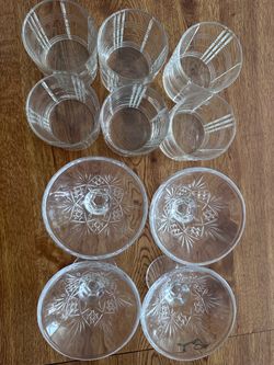 Set of rocks glasses and martini glasses
