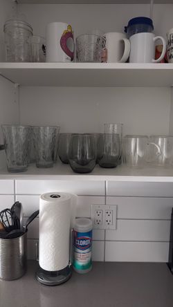 Cup sets pots pans and plates utensils