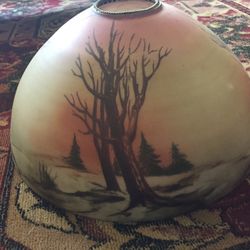 Antique Reverse Painted Lamp Shade