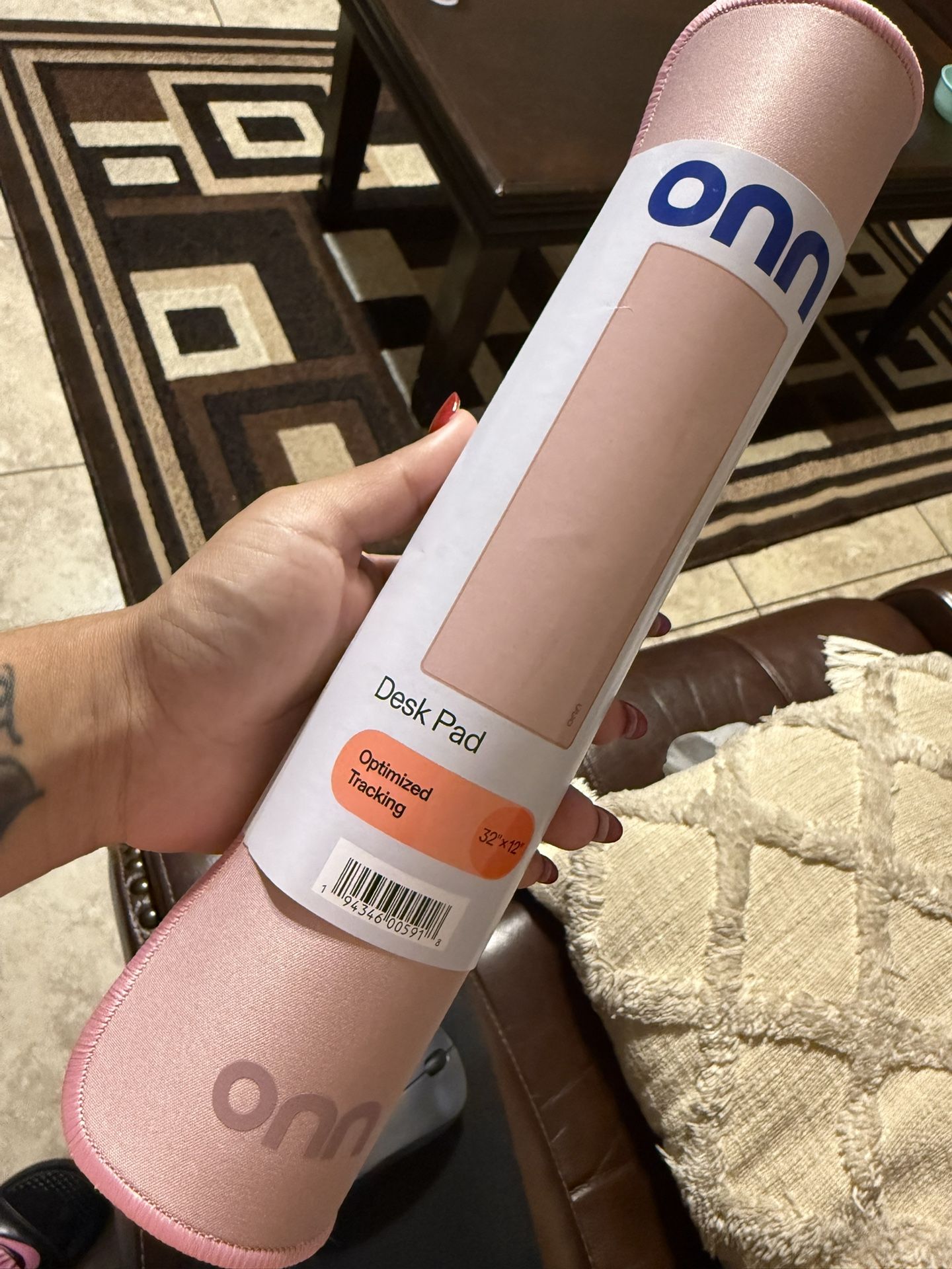 Light Pink Game Large Mousepad 32x12 In Long Solid Color Keyboard Mat Waterproof and Non Slip