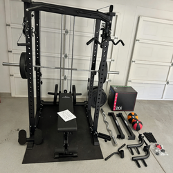 Flybird All-in-One Power Rack with Pulley System in like new condition