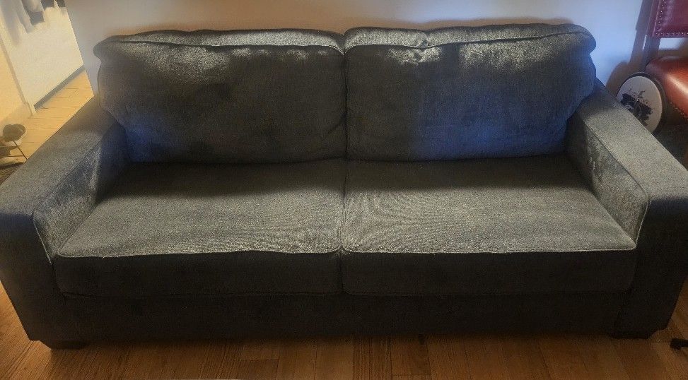 This is actually a dark blue A. Sleeper, couch, the pictures. Don't really show the color it has a nice memory foam mattress w/topper for the sleeper,