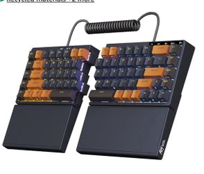 RK ROYAL KLUDGE S70 Ergonomic Split Keyboard, Tactile Brown Switch Black