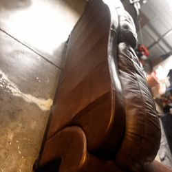 Brown leather sofa