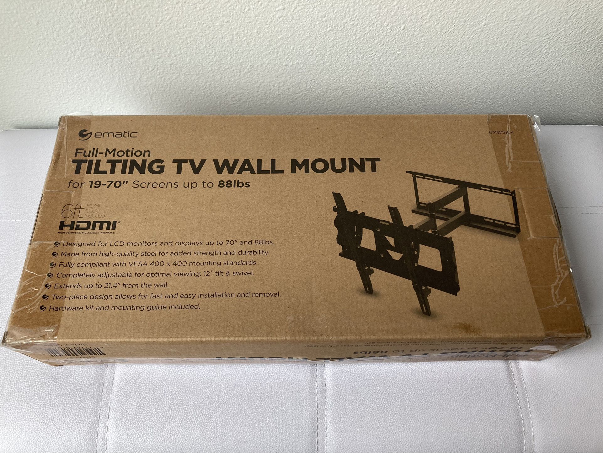 Ematic Full Motion Titling TV Wall Mount NEW