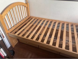 Solid wood twin bed with freebie