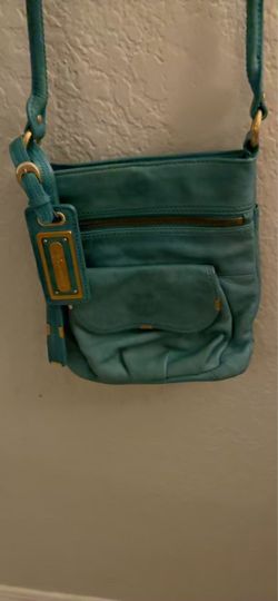 Vintage B. Makowsky turquoise leather crossbody bag