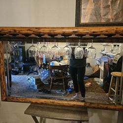 Wood Burned Bar Mirror