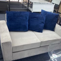 Love Seat Only Velvet Grey 