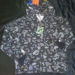 Bape Shark Full Zip-Up Hoodie, Black, Sizes L & XL