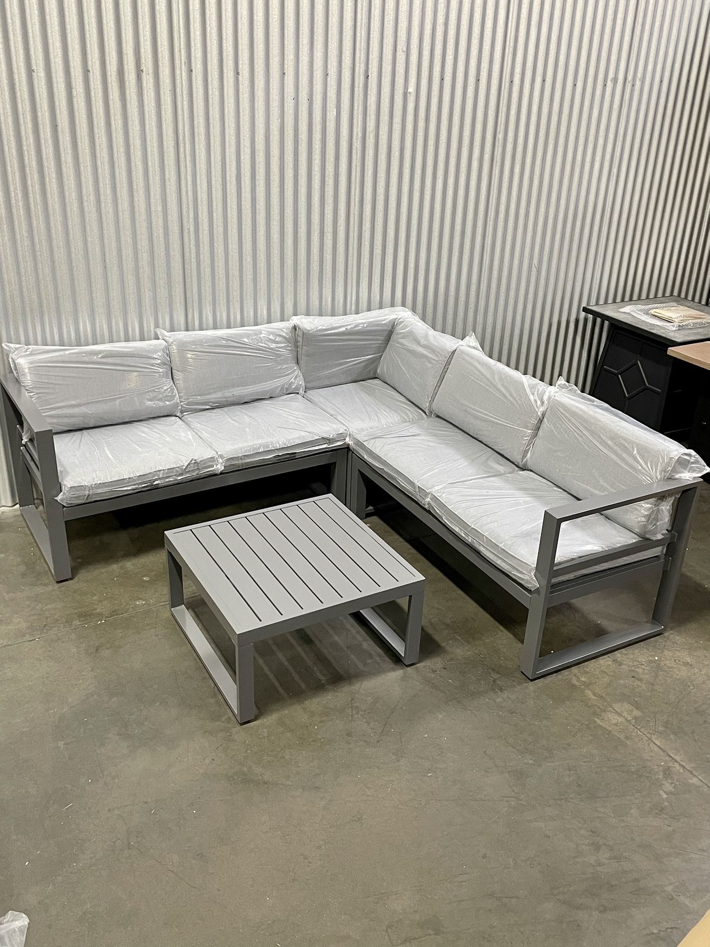 Aluminum L-Shaped Outdoor Patio Sectional Furniture Set