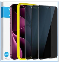 3 Pack for 18 Pro Max Privacy Screen Protector Tempered Glass, Easy Installation Frame, Anti Spy Private Screen Military Grade Shatterproof Film, Case