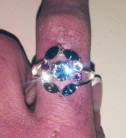 Sterling Silver Multi-Gemstone Cluster Ring
