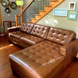 Real Leather Modern 2 Piece Baskove Sectional Couch With Chaise| 39$ Down Payment 💥 Online Or Pick Up Available 