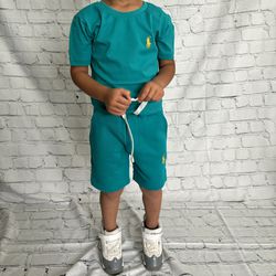Kids Teal Polo Ralph Lauren Shorts Set