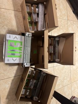 NEW- (5)-QILite™ Recessed Mount Edge-Lit LED Exit Sign (Green Letters, Double-Sided)