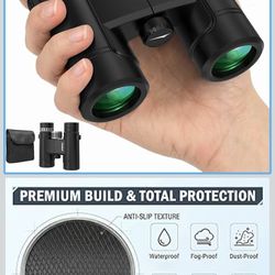 10x26 Binoculars for Adults High Powered – Compact Waterproof with BAK4 Prism & FMC Lens, Low Light Vision for Bird Watching, Hunting, Travel, Hiking