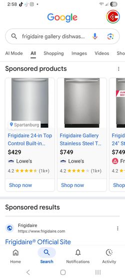 Frigidaire dish washer