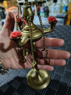 vintage brass Lucerne-style oil lamp,