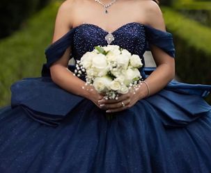 Navy Blue quinceañera dress